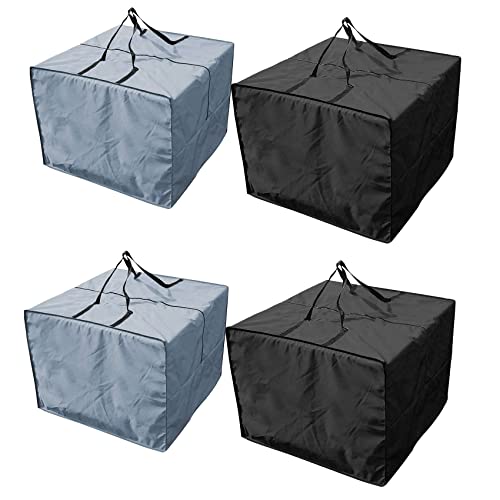 CRAKES 4Pcs Outdoor Möbel Kissen Tasche Wasserdichte Set Abdeckungen Tragetasche Grau+Schwarz 81X81X61cm von CRAKES