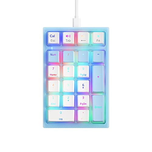 CRAKES K10 Mechanische digitale 21 Tasten gelb Pudding Keycap RGB – beleuchtet transparente Schutzhülle – A von CRAKES