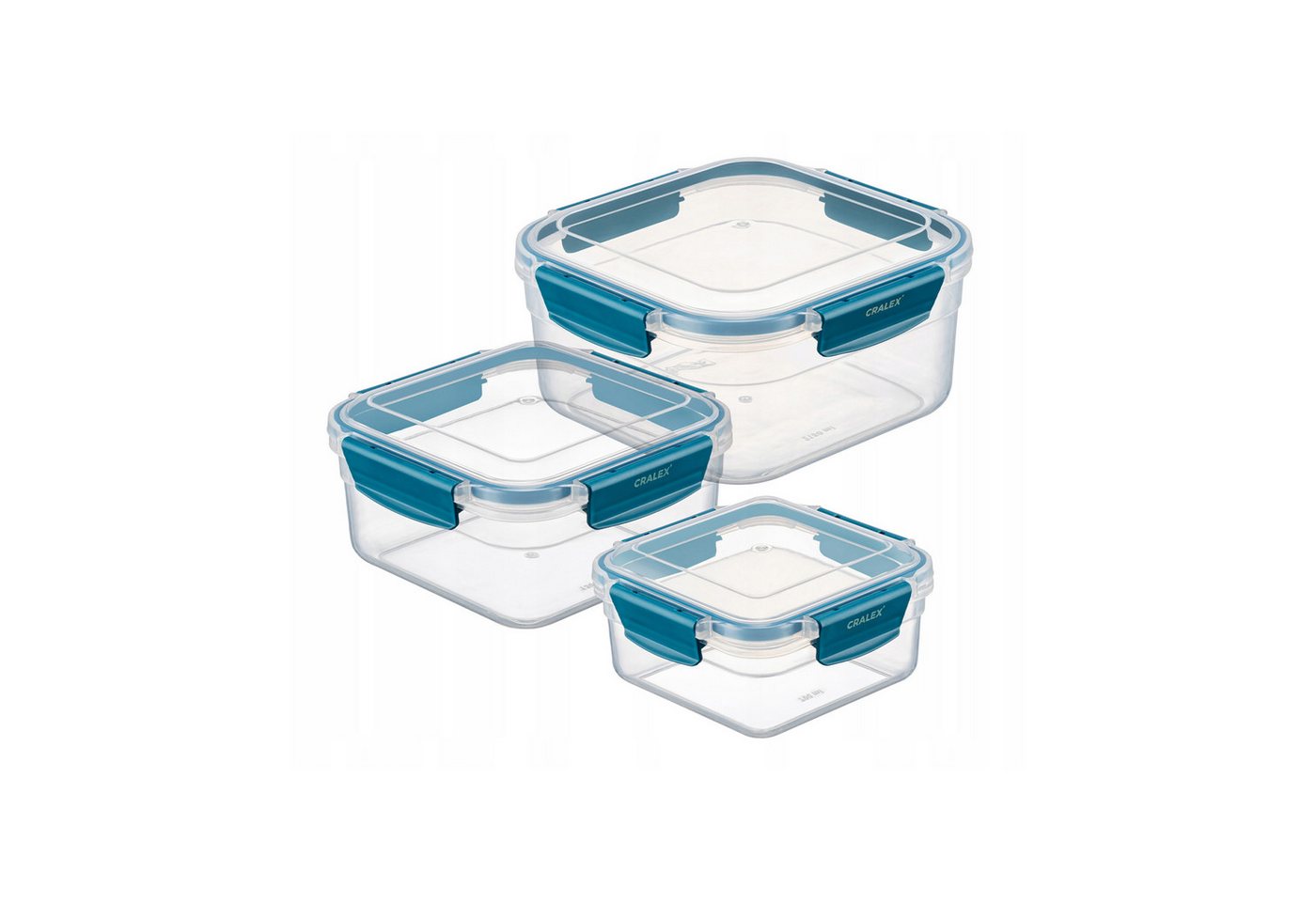 CRALEX Vorratsdose CRALEX Bona Airtight quadratische Lebensmittelbehälter, 3er-Set, (3-tlg) von CRALEX