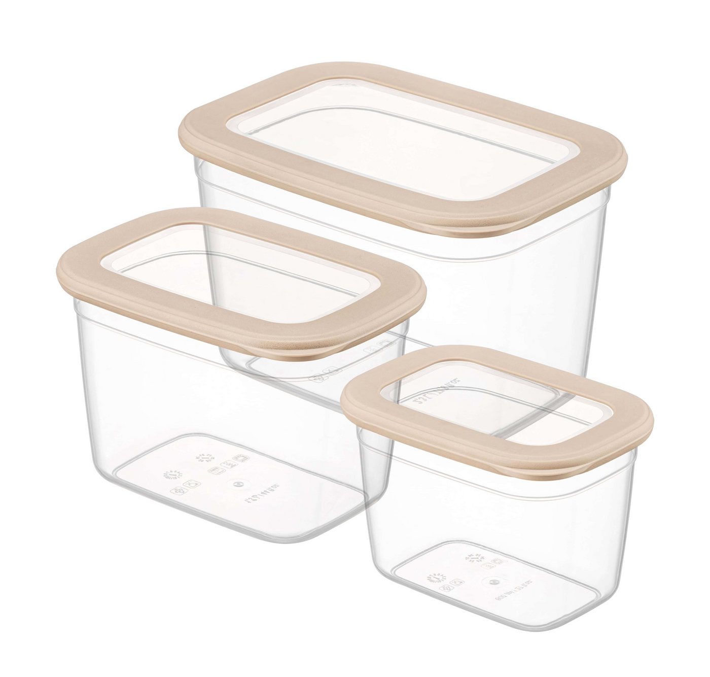 CRALEX Vorratsdose CRALEX Tosca rechteckige Lebensmittelbehälter, 3er-Set, (3-tlg., (800 ml / 1,3 l / 2,3 l), BPA-frei und für den direkten Kontakt mit Lebensmitteln zertifiziert von CRALEX