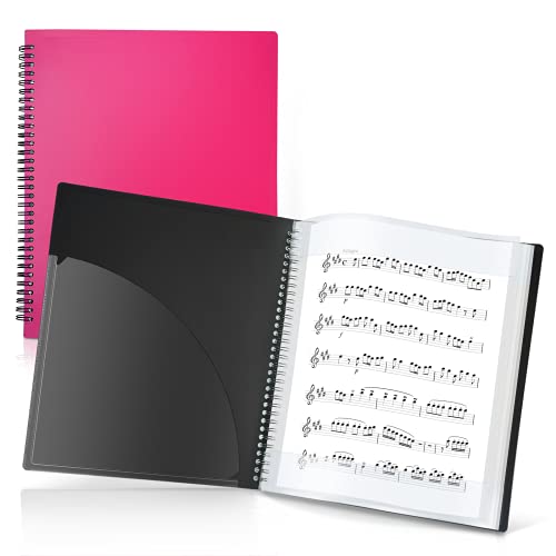 CRANBURY Notenmappe 21,6 x 27,9 cm – Dual Use Music Holder (Rosa), Store Inside 24 Protective Sleeves or Write on Exposed Pages Outside Sleeves, 8,5 x 11 Spiral Notebook Binder Organizer, Lay Flat von CRANBURY