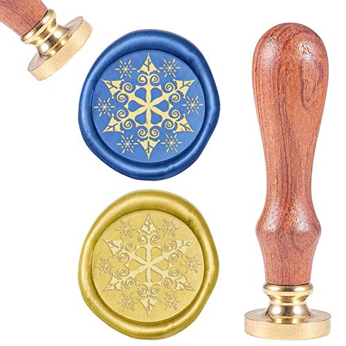 craspire Schneeflocke Wachssiegelstempel Weihnachten Vintage Wachssiegelstempel Winter Retro 25 mm Abnehmbarer Messingkopf Holzgriff Für Umschläge Einladungen Weinpakete Grußkarten Hochzeit von craspire