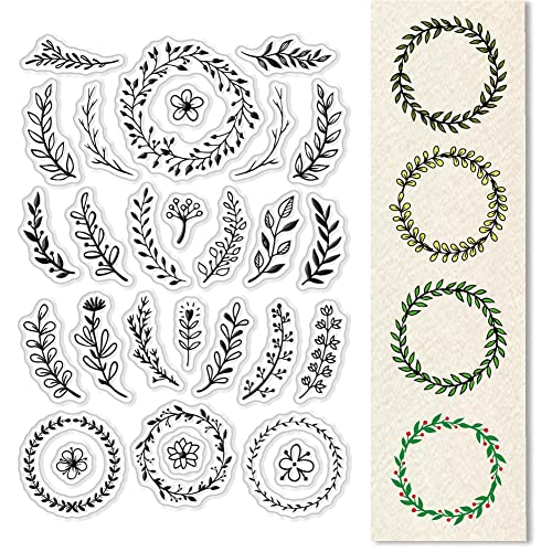 CRASPIRE Wreath Branch Transparente Stempel Für Die Kartenherstellung, Dekoration, Scrapbooking, Blume Pflanzen Silikonstempel Zum Prägen von Fotoalben, Dekor, Handwerk von craspire