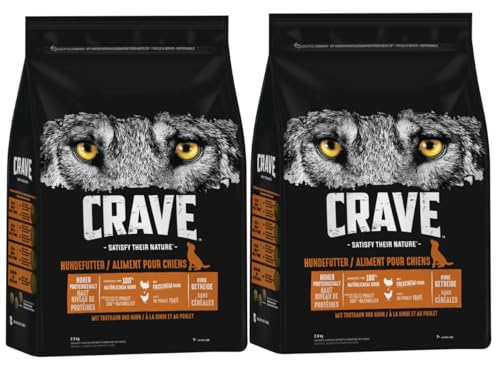 CRAVE Hund Beutel Hundefutter Trockenfutter - Verschiedene Größen und Geschmacksrichtungen (2X 2,8kg, Truthahn & Huhn) von CRAVE