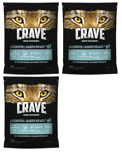 CRAVE Hund Beutel Hundefutter Trockenfutter - Verschiedene Größen und Geschmacksrichtungen (3X 750g, Lachs & Weißfisch) von CRAVE