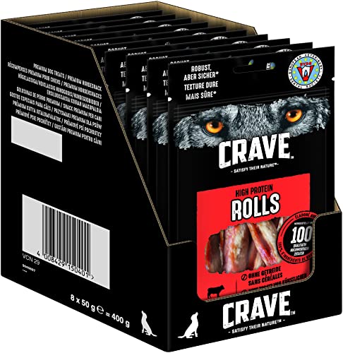 CRAVE™ Hund Beutel High Protein Rolls mit Rind 8 x 50g von CRAVE