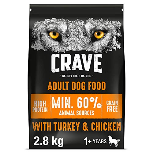 Crave Komplettes Trockenfutter für ausgewachsene Hunde, mit Truthahn und Huhn, 2,8 kg von CRAVE
