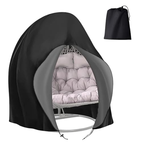 Hängesessel Abdeckung Hängestuhl Schutzhülle Ei-Stuhlbezug Patio Outdoor Swing Egg Chair Cover Wasserdicht Anti-Staub mit Reißverschluss 210D Oxford Hängekorb Schwingsessel Abdeckhauben 200 x 230 cm von CRAZY SHARK