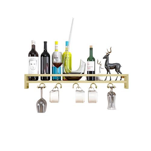 CRBUDY Industrielles Weinregal zur Wandmontage mit Weinglasregal, Weinflaschenglashalter, Weinaufbewahrungsregale, Wandregal für die Küche, Weinhalter, Weinflaschenregale für das Esszimme von CRBUDY