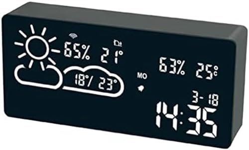 CRBUDY Multifunction LED Alarm Clock Temperature Humidity Electronic Desktop Digital Table Clock LED Smart Alarm Clock (Argento) von CRBUDY
