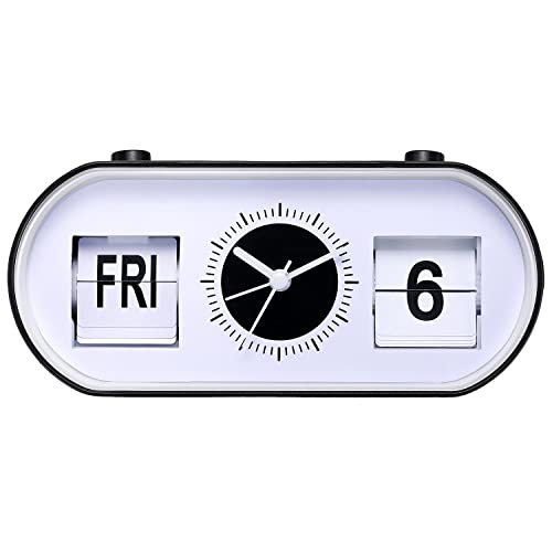 Wecker Manuelle Seitenumdrehung Wecker Desktop Einfache Stummschaltung Moderne Schreibtischuhr Kalender Tischuhr Elektronische Uhr Ornamente Digitaluhr (Schwarz) von CRBUDY