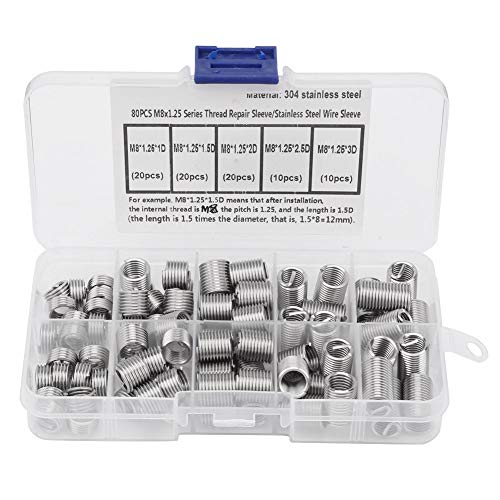 80PCS Helicoil M8x1,25 Helicoil Edelstahl-Spiraldraht-Schrauben-Gewindeeinsätze-Set von CRBWXONLIFE