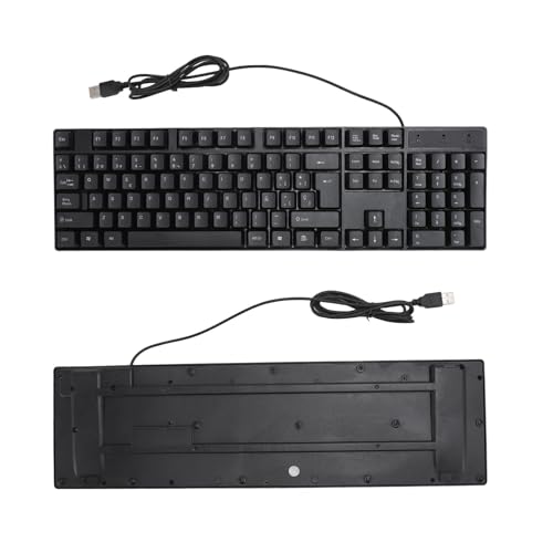 CRBWXONLIFE 104 Tasten Minderheitensprache USB-Kabeltastatur, 104 Tasten ABS-Kabeltastatur für Spiele und Bürogebrauch 1,5 Meter langes Kabel (Spanisch) von CRBWXONLIFE
