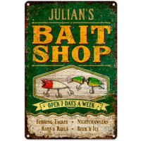 Bait Shop Schild, Angeln Deko, Man Cave, Personalisierte Geschenke, Metallschild, Rustikale Wanddekoration von CRCRAP