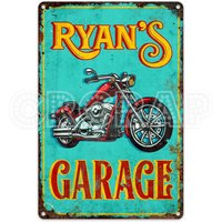 Garagenschild, Motorradkunst, Vintage Poster, Wanddekoration, Metallschild, Personalisierte Geschenke von CRCRAP