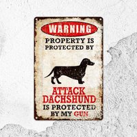 Beware Of Dackel Aus Aluminium Blechschild Hund Wanddeko von CRCRAP