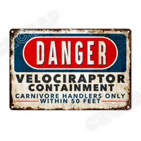 Velociraptor Converpackung Metallschild Dinosaurier-Warnung Dekor von CRCRAP