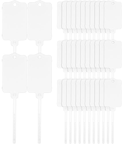CRCRC 100 Stück beschreibbare Kunststoffanhänger mit selbstsichernder Schlaufe, Identifikationsanhänger for Lagerung, Gepäck, Organisation und Etikettierung(White) von CRCRC