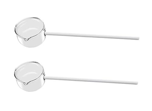 CRCRC 2 x Glas-Rührlöffel, hitzebeständiger Langer Griff for Kochen von Saucen, Soßenlöffel, Suppenlöffel for die Küche, leicht zu reinigende Glaskelle for Saucen von CRCRC