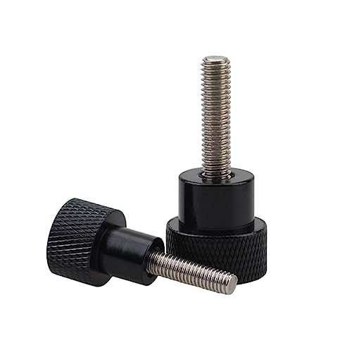 CRCRC 5er-Pack Rändelschrauben aus Aluminiumlegierung + Edelstahl, M5 M6 gerändelte Handgriffknopf-Stufenschrauben, for Maschinen, Elektronik und Heimwerkeranwendungen(Black,M6x25 D20x20) von CRCRC