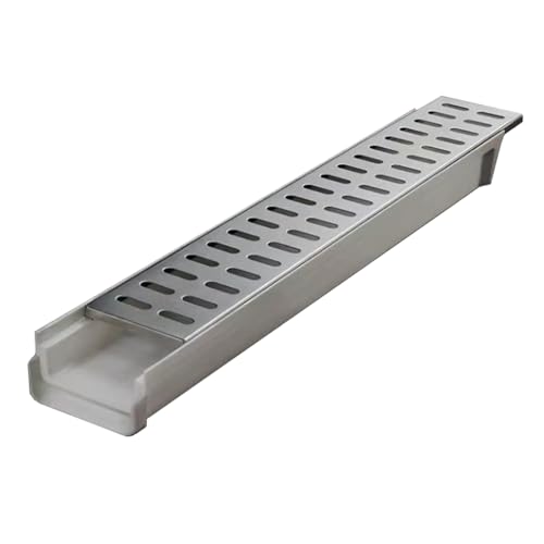 CRCRC Spülbeckenabdeckung, Abflussabdeckungen for den Außenbereich, U-förmiges Grabenablauf-Set, 60 cm lang, Rinnenabläufe for den Außenbereich mit Metallgitter(W10cm(4") xH15cm(5 7/8")) von CRCRC