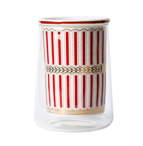 CRCRC Tapas-Schüsseln, Keramik-Tischhalter, Aufbewahrungsregal for Küchenutensilien, handbemaltes Abtropfgestell for Geschirr mit Wasserbehälter aus Glas, funktionale Besteckbehälter aus Keramik(Red) von CRCRC