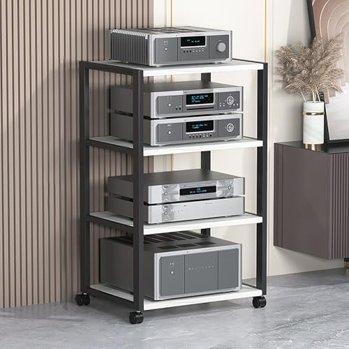 CRCRC Unterhaltungseinheit, Audio-Rack-Ständer-Turm, moderner Audio-Video-Medienständer, beweglicher Eck-TV-Ständer(White,50x40x89cm) von CRCRC