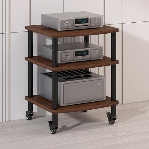 CRCRC Unterhaltungseinheit, Hoher, robuster Audio-Video-Medienständer, moderner Audio-Video-Medienständer(Dark Walnut,60x54x72.5cm) von CRCRC