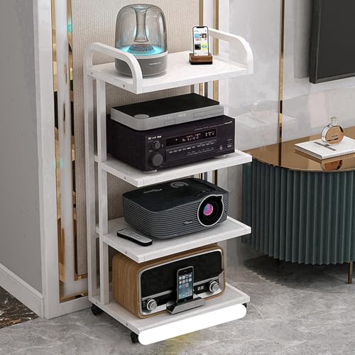 CRCRC Unterhaltungseinheit, Modern mit Rädern Audio-Video-Medienständer(White,50x40x118cm) von CRCRC