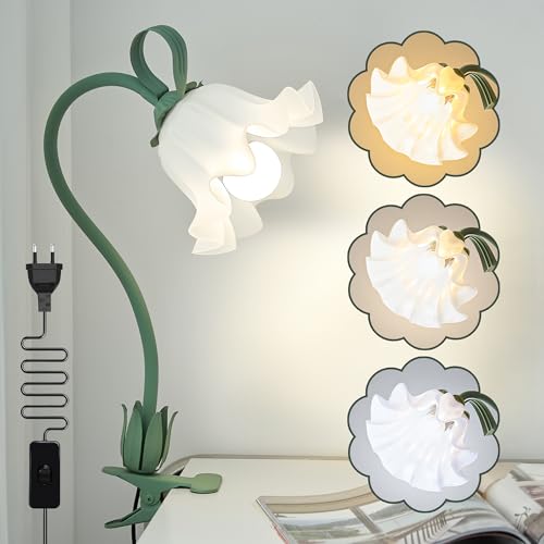 CRCTREND Blume Tischlampe Leselampe Bett,LED Klemmlampe 3 Farbmodi Nachttischlampe kinder mit Flexiblem Schwanenhal klemmleuchte Buchlampe Geeignet für Schlafzimmer,Wohnzimmer,Büro,Wohnkultur CRCTREND Blume Tischlampe Leselampe Bett,LED Klemmlampe 3 Farbmodi Nachttischlampe kinder mit Flexiblem Schwanenhal klemmleuchte Buchlampe Geeignet für Schlafzimmer,Wohnzimmer,Büro,Wohnkultur von CRCTREND
