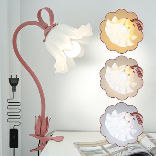 CRCTREND Blume Tischlampe Leselampe Bett,LED Klemmlampe 3 Farbmodi Nachttischlampe kinder mit Flexiblem Schwanenhal klemmleuchte Buchlampe Geeignet für Schlafzimmer,Wohnzimmer,Büro,Wohnkultur CRCTREND Blume Tischlampe Leselampe Bett,LED Klemmlampe 3 Farbmodi Nachttischlampe kinder mit Flexiblem Schwanenhal klemmleuchte Buchlampe Geeignet für Schlafzimmer,Wohnzimmer,Büro,Wohnkultur von CRCTREND