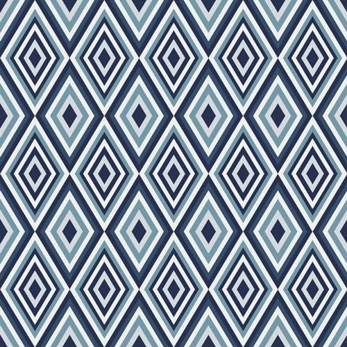 CRE8TIVE Blau Diamant Geometrisches Muster Tapete 61cm x 300cm Klebefolie Küche Weiß und Blau Fototapete Selbstklebend Küchenrückwand Schlafzimmer Schrankfolie Wohnzimmer Folie für Möbel Retro von CRE8TIVE