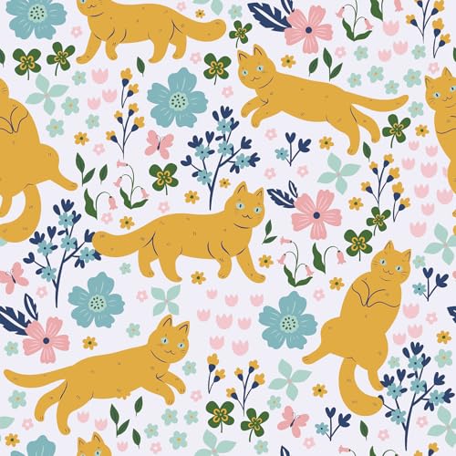 CRE8TIVE Gelbe Katze Selbstklebende Tapete Blumen Vintage Kinderzimmer Tapete Weiß Klebefolie Möbel Blumentapete Fototapete Wohnzimmer Tapete Mädchen Klebefolie für Badezimmer Schrank 30.5cm x 300cm CRE8TIVE Gelbe Katze Selbstklebende Tapete Blumen Vintage Kinderzimmer Tapete Weiß Klebefolie Möbel Blumentapete Fototapete Wohnzimmer Tapete Mädchen Klebefolie für Badezimmer Schrank 30.5cm x 300cm von CRE8TIVE