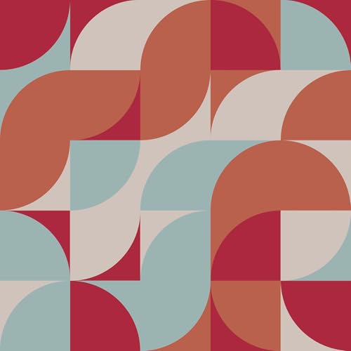 CRE8TIVE Geometrische Tapete Selbstklebend Klebefolie Abnehmbar Tapete Badezimmer Wasserfest Orange Rot Blau Folie Selbstklebend Tapete Schlafzimmer Klebefolie Küche Schrank Wohnzimmer 30.5cm x 300cm von CRE8TIVE