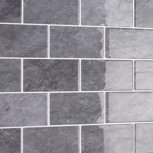 CRE8TIVE Grau Rechteckige Selbstklebende Fliesen Betonoptik Fliesenaufkleber Küchenrückwand Selbstklebend Wasserfest Klebefliesen Bad Wandfliesen Selbstklebend für Küche Kamin 30.5cm x 30.5cm 4 Stück von CRE8TIVE