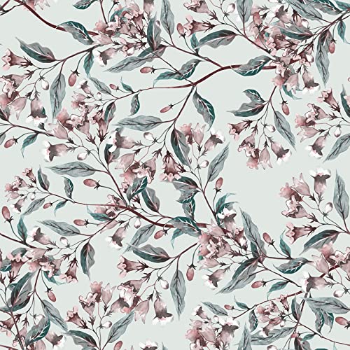 CRE8TIVE Hellgrün Blumentapete Selbstklebende Tapete 61cm x 300cm Vintage Tapete Blumen Rosa Klebefolie Küche Fototapete Schlafzimmer Arbeitsplatte Klebefolie Möbel Schrankfolie Tapete Wohnzimmer von CRE8TIVE