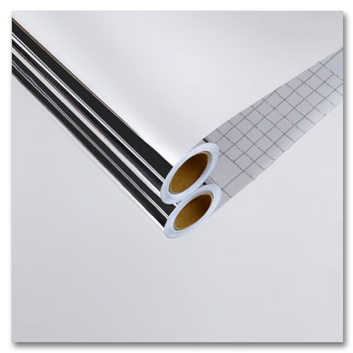 CRE8TIVE Silber Spiegelfolie Tapete Selbstklebend Metallfolie Wasserfest Folie für Möbel Klebefolie Modern Folie Arbeitsplatte Küche DIY Dekoration Tapete Badezimmer Spiegelfolie Fenster 30cm x 200cm von CRE8TIVE