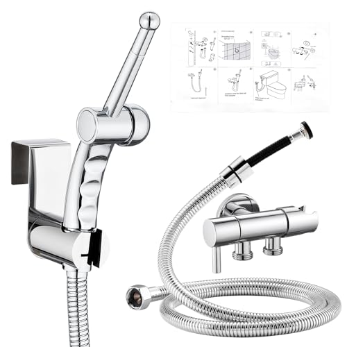 CREA Bidet Handbrause Set für WC, Bidet Sprayer Set für Toilette, Bidet Set mit Handbrause mit 1.2M Flexiblem Schlauch und Halterung, Bidet Brause Set mit Ventil, Chrom von CREA