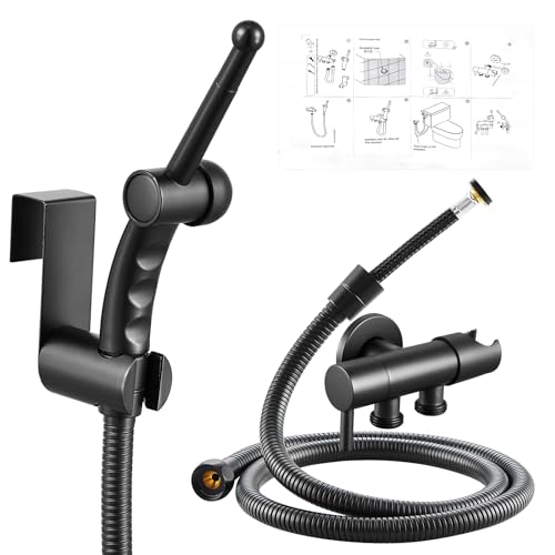 CREA Bidet Handbrause Sprayer Set für WC Toilette, mit Handbrause mit 1.2M Flexiblem Schlauch und Halterung, Bidet Brause Set mit Ventil, Schwarz von CREA
