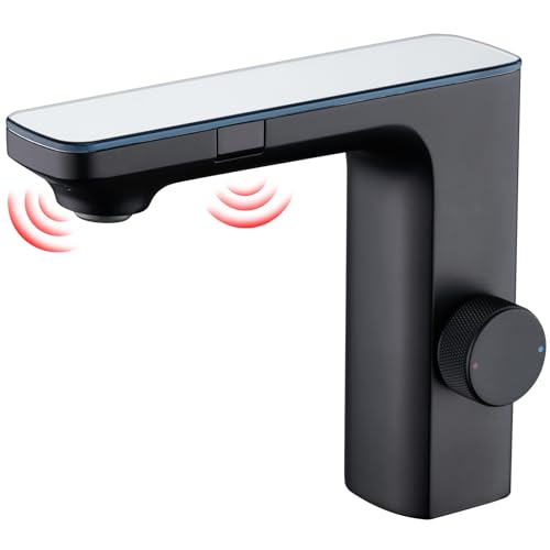 CREA Infrarot Sensor Wasserhahn Bad, Automatisch Sensor Mischbatterie Bad, Berührungsloser Waschtischarmatur Bad, Armatur Waschbecken mit Sensor, Matt Schwarz CREA Infrarot Sensor Wasserhahn Bad, Automatisch Sensor Mischbatterie Bad, Berührungsloser Waschtischarmatur Bad, Armatur Waschbecken mit Sensor, Matt Schwarz von CREA