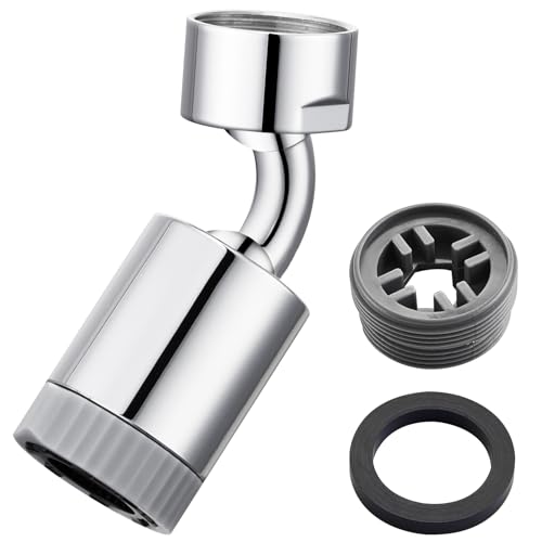 CREA Wasserhahn-Aufsatz Universal, 360° Drehbar Luftsprudler Hahn, Wasserhahn-Strahlregler mit zwei Strahlarten, Perlator für Wasserarmatur Küche/Bad, Chrom von CREA