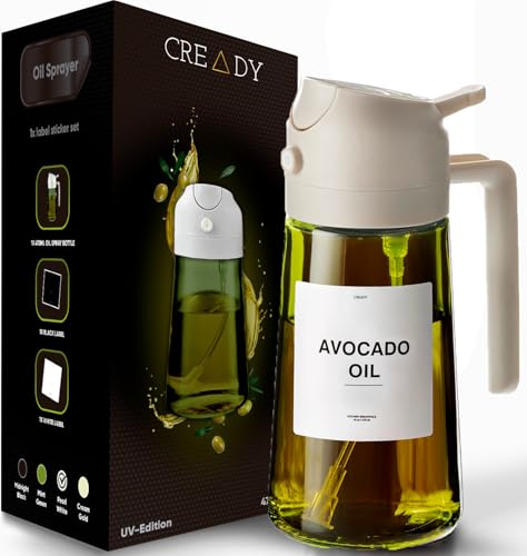 CREADY | Ölsprüher Für Speiseöl -470ml Olivenöl Flasche | 2-in-1 Ölspender und Ölsprüher | Öl Sprühflasche, Ölspray Zum Kochen | Olivenölsprüher für Salat | Olivenöl Spray | Sprühflasche für Speiseöl CREADY | Ölsprüher Für Speiseöl -470ml Olivenöl Flasche | 2-in-1 Ölspender und Ölsprüher | Öl Sprühflasche, Ölspray Zum Kochen | Olivenölsprüher für Salat | Olivenöl Spray | Sprühflasche für Speiseöl von CREADY