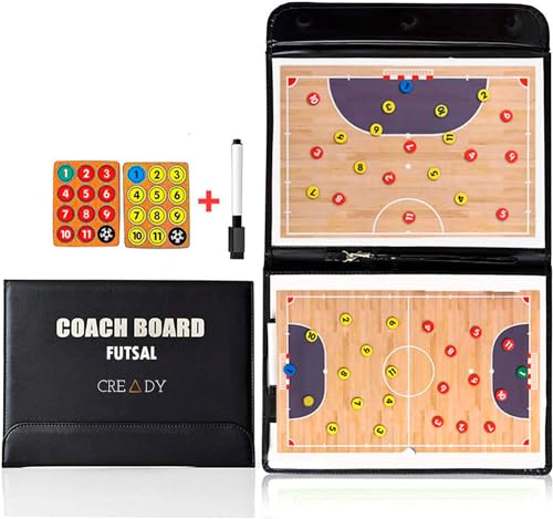 CREADY Taktiktafel Futsal für Trainer mit 24 Magneten und Stift mit Radiergummi | Magnetische Futsal Taktiktafel | Futsal Trainer Tafel | Trainermappe Futsal | Taktikmappe Futsal | Magnettafel Futsal von CREADY