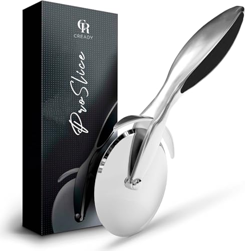 Cready Proslice | Premium Pizzaschneider aus Edelstahl | Pizzaroller & Pizza Schneider mit Anti-Rutsch-Griff | Pizza Cutter & Pizza Roller | Profi Pizzarad für beste Ergebnisse von CREADY