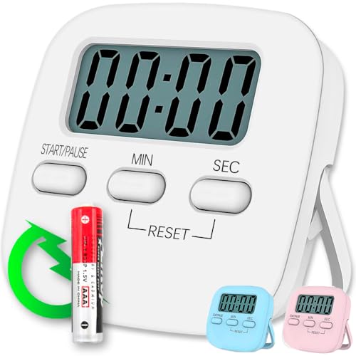 Küchentimer Digital mit großem LCD-Display | Kurzzeitmesser mit Lautem Alarm | Time Timer | Küchenwecker | Timer Digital | Timer Küche | Stoppuhr Digital | Küchentimer Magnetisch (Weiß) von CREADY