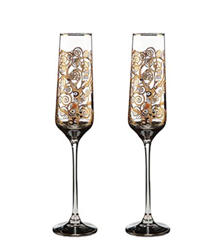 CREAFLOR HOME 2er Set Gustav Klimt Sektgläser Der Lebensbaum H. 26cm 200ml Goebel von CREAFLOR HOME