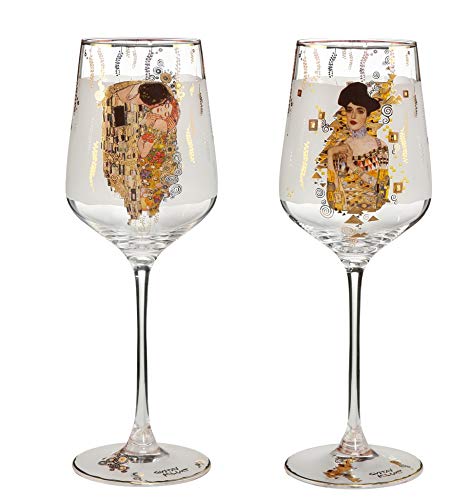 2er Set Gustav Klimt Weingläser Der Kuss + Adele Bloch-Bauer 450ml Goebel von CREAFLOR HOME