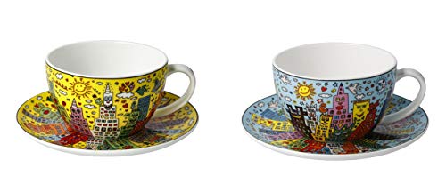 2er Set James Rizzi Pop Art Tassen mit Untertasse 250ml blau + gelb Goebel 2er Set James Rizzi Pop Art Tassen mit Untertasse 250ml blau + gelb Goebel von CREAFLOR HOME
