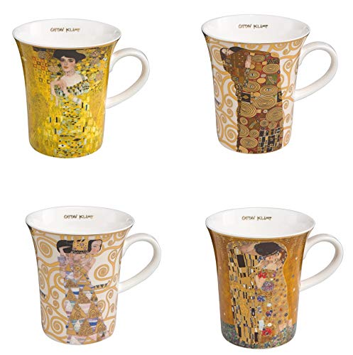 4er Set Gustav Klimt Becher, Tassen ALLE MOTIVE H. 11cm 400ml Goebel Porzellan von CREAFLOR HOME