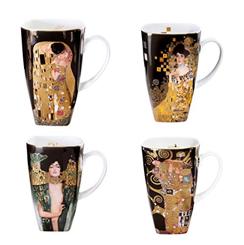 4er Set Gustav Klimt Becher, Tassen ALLE MOTIVE für 450ml Goebel Porzellan von CREAFLOR HOME